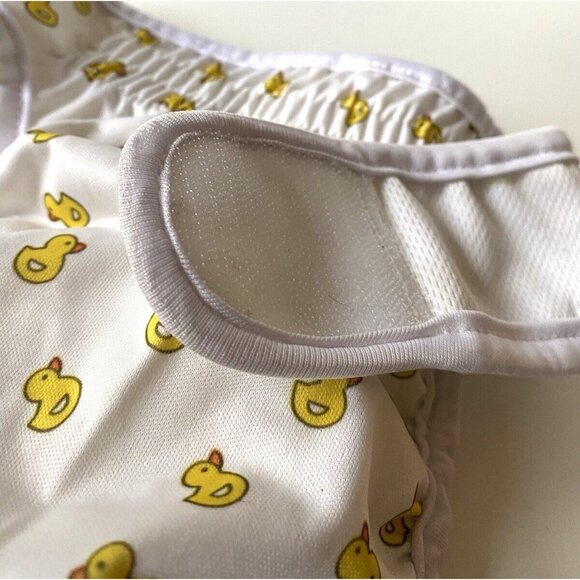 Reusable Female Dog Diapers with Tail Hole, Cute Yellow Duck Pattern, Pre-Owned - Picture 7 of 8